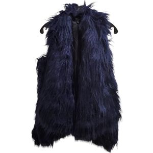 Romeo + Juliet Navy Blue Faux Fur Vest Lapel Front Collar Size Medium